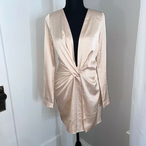 Taupe Satin Mini Dress